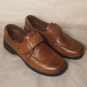 DR SCHOLL'S ELLEN BROWN LEATHER WOMEN'S LOAFERS 8